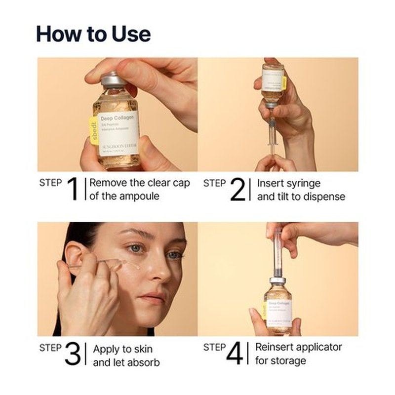 SUNGBOON EDITOR Collagen Silk Peptide Intensive Ampoule | Copper Peptides Serum for Face with Collagen & Multi Peptides | Hydrating Korean Skincare Facial Serum for Smooth-Looking Skin | 1.35 Fl Oz