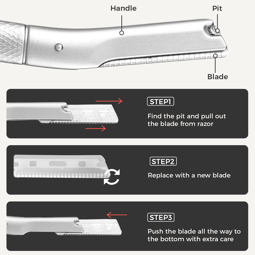 ZOMCHI Eyebrow Razor Blades, 10 Replacement Stainless Steel Refills