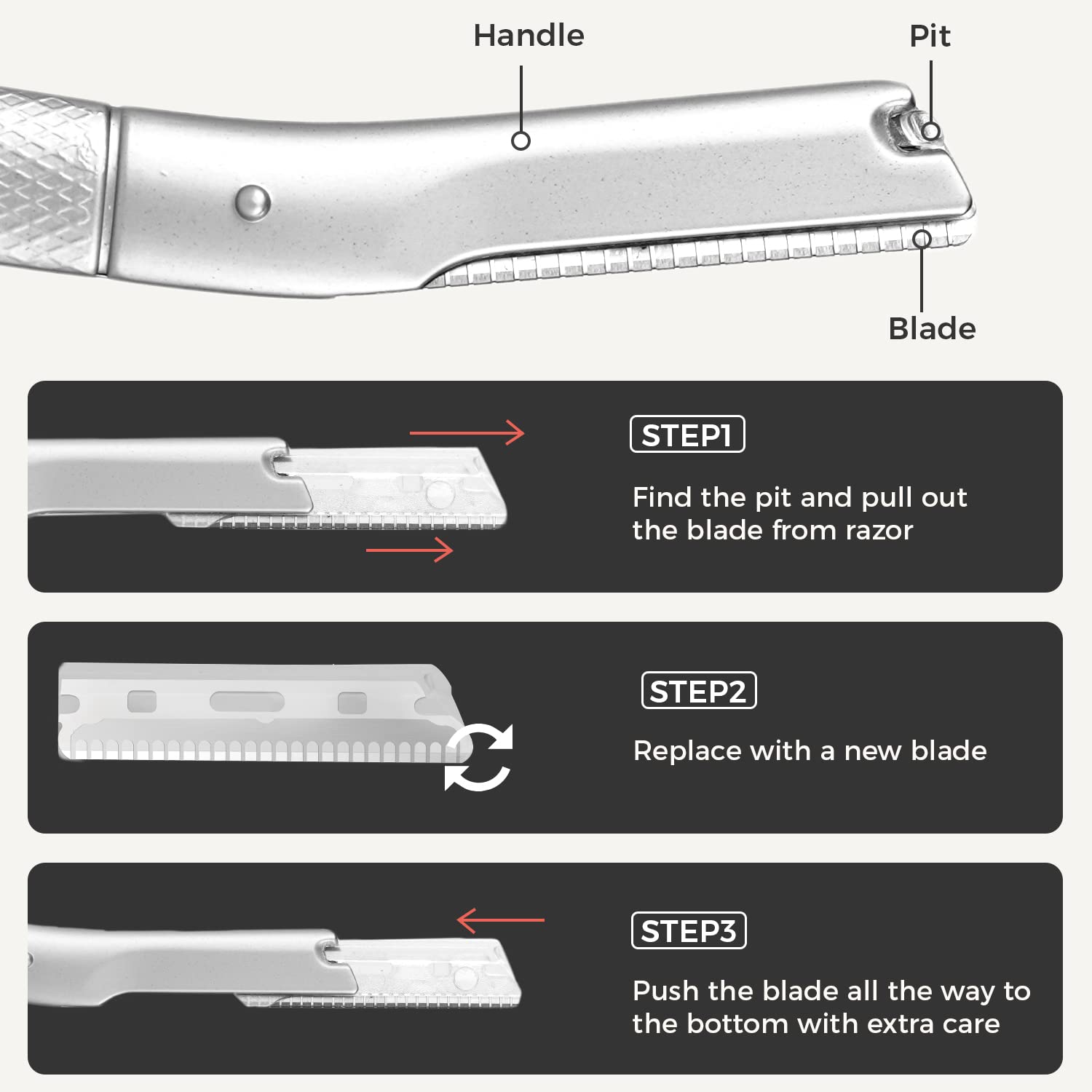 ZOMCHI Eyebrow Razor Blades, 10 Replacement Stainless Steel Refills