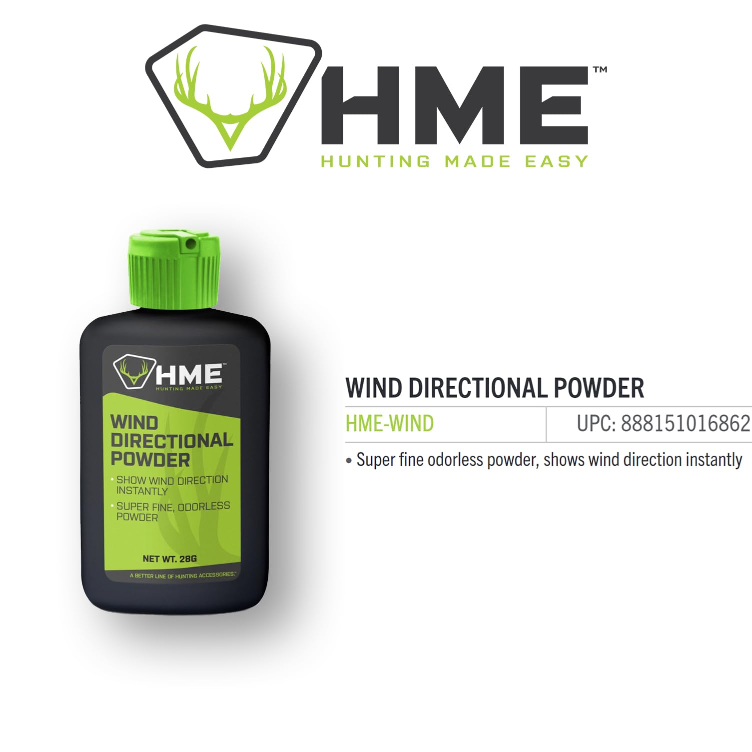 HME Wind Indicator Portable Pocket Size Lightweight Convenient Simple to Use Wind Direction Detection Powder - 28 Grams Capacity