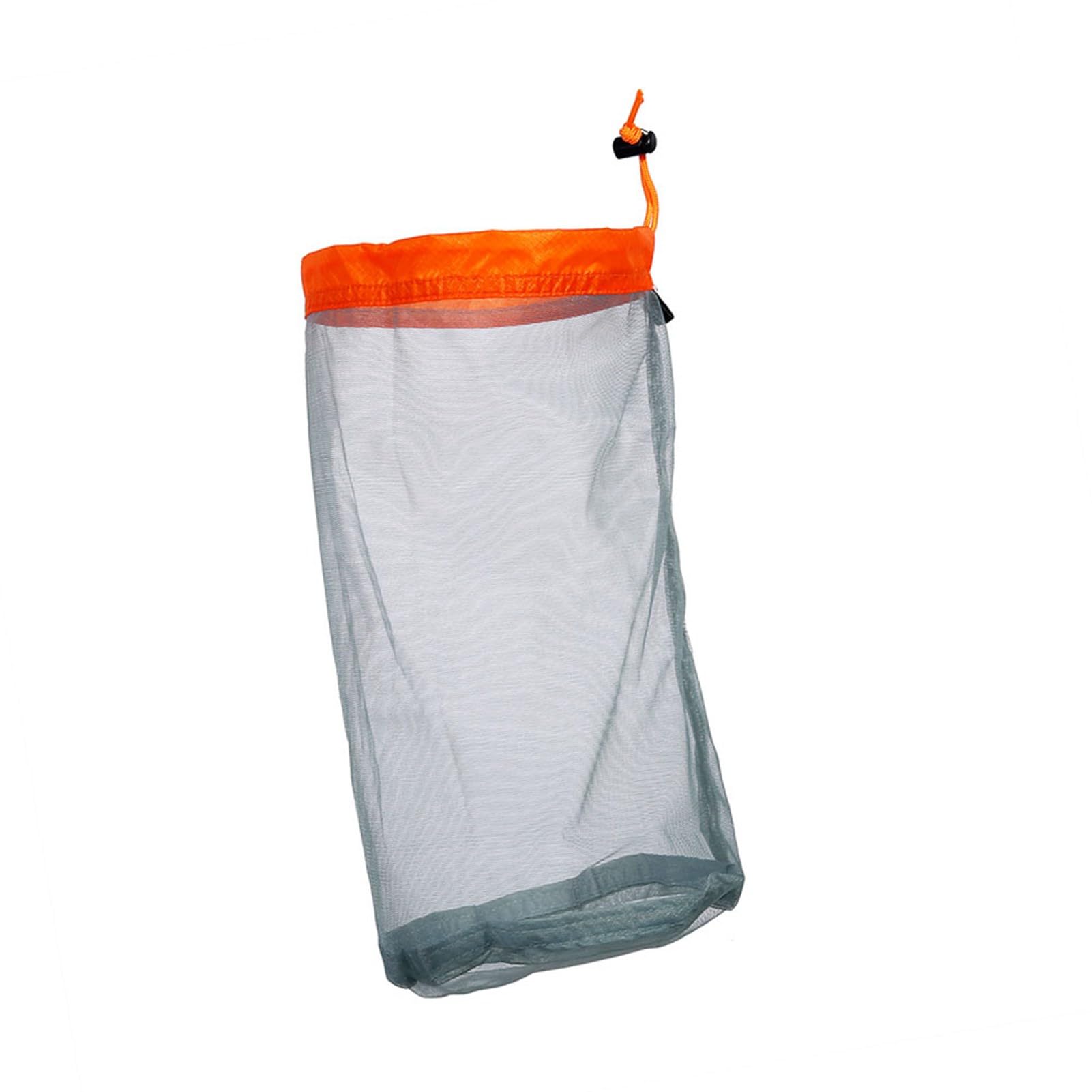FILFEEL Mesh Stuff Sack Light Weight Nylon Mesh Drawstring Storage Bag for Travelling Hiking Camping Stuff Storage(Orange M)