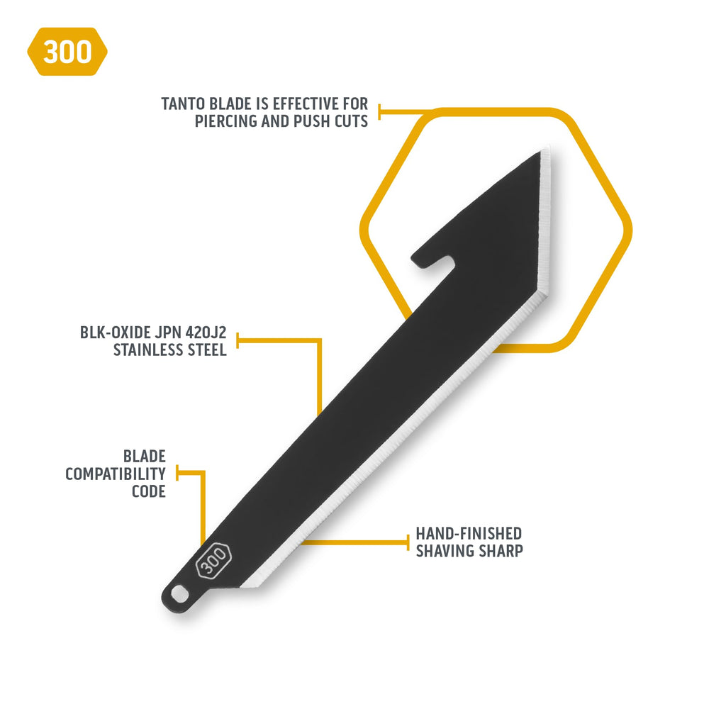 OUTDOOR EDGE RazorSafe 3" Replacable Black Tanto Blade - 6 Pack of Black EDC Tanto Blades, Compatible 3" Razor Blade Knives