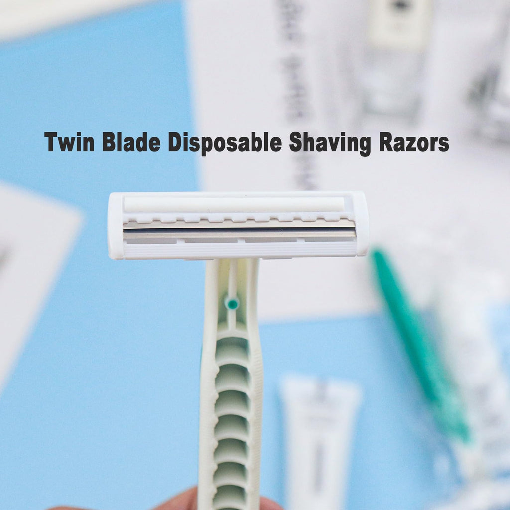 Disposable Razors in Bulk Pack of 30,Green Disposable Shaving Razors Individual Wrapped Twin Blade Bulk Disposable Razors with Clear Cap and 10g Shaving Cream for Homeless,Hotel,Travel,Charity,Shelter