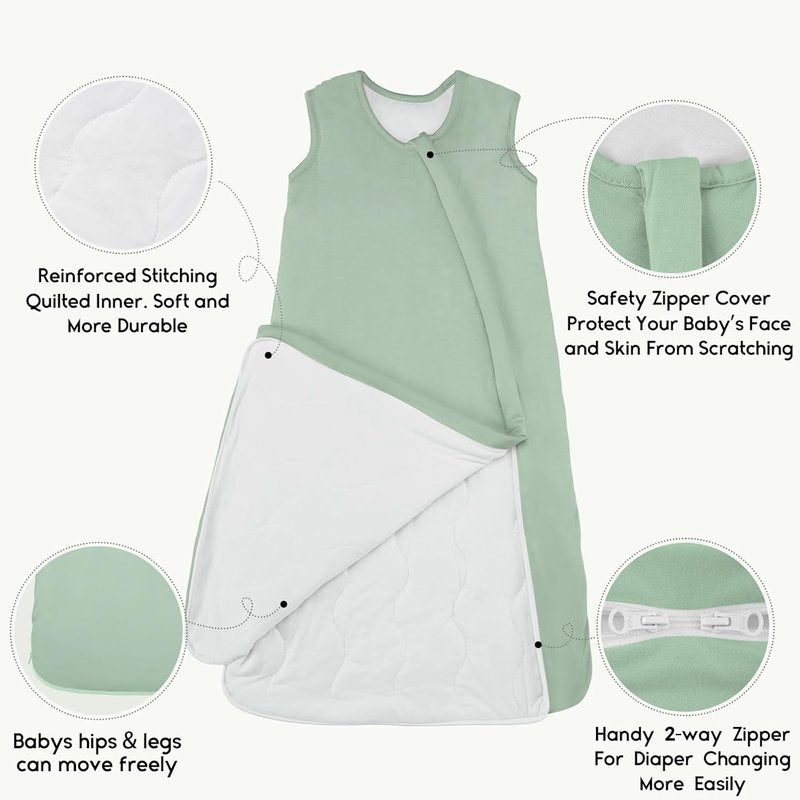 Yoofoss Baby Sleep Sack | Rayon Made from Bamboo | Super Soft 1.0 Tog Wearable Blanket for 6-12 Months