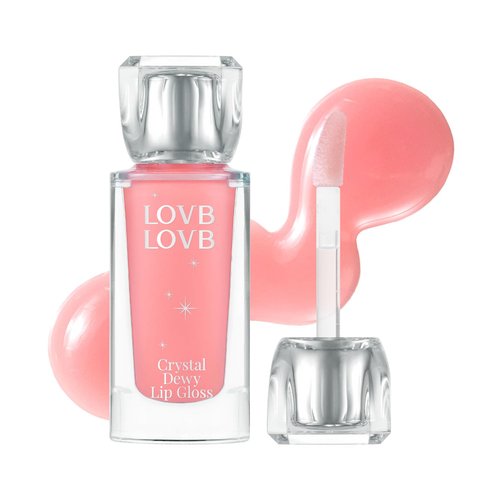 LOVB LOVB Crystal Dewy Lip Gloss | Lightweight & Non-Sticky | High-Shine & Long-Lasting | Hydrating Korean Lip Care Gloss | 0.17 oz. (01 PINK DOLPHIN)