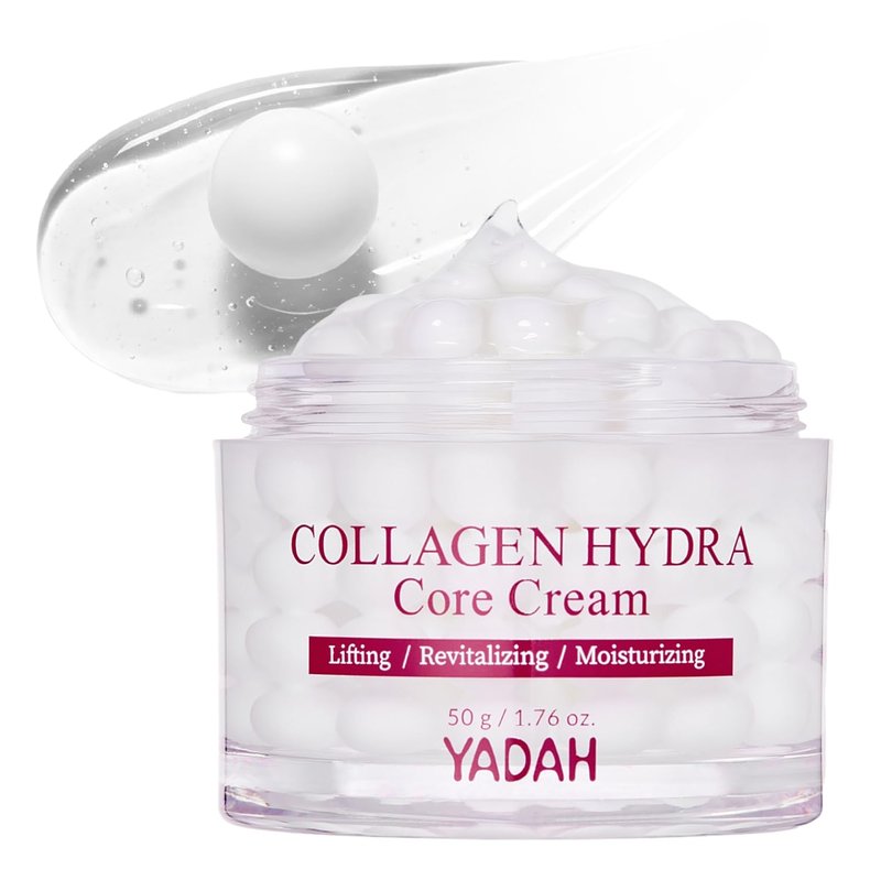 YADAH Collagen Hydra Core Cream – Capsule Filler Cream Moisturizer with 10 Types of Hyaluronic Acids, 1000ppm Low Molecular Collagen & Ceramide, Deep Hydration for Sensitive Skin, 1.76 oz