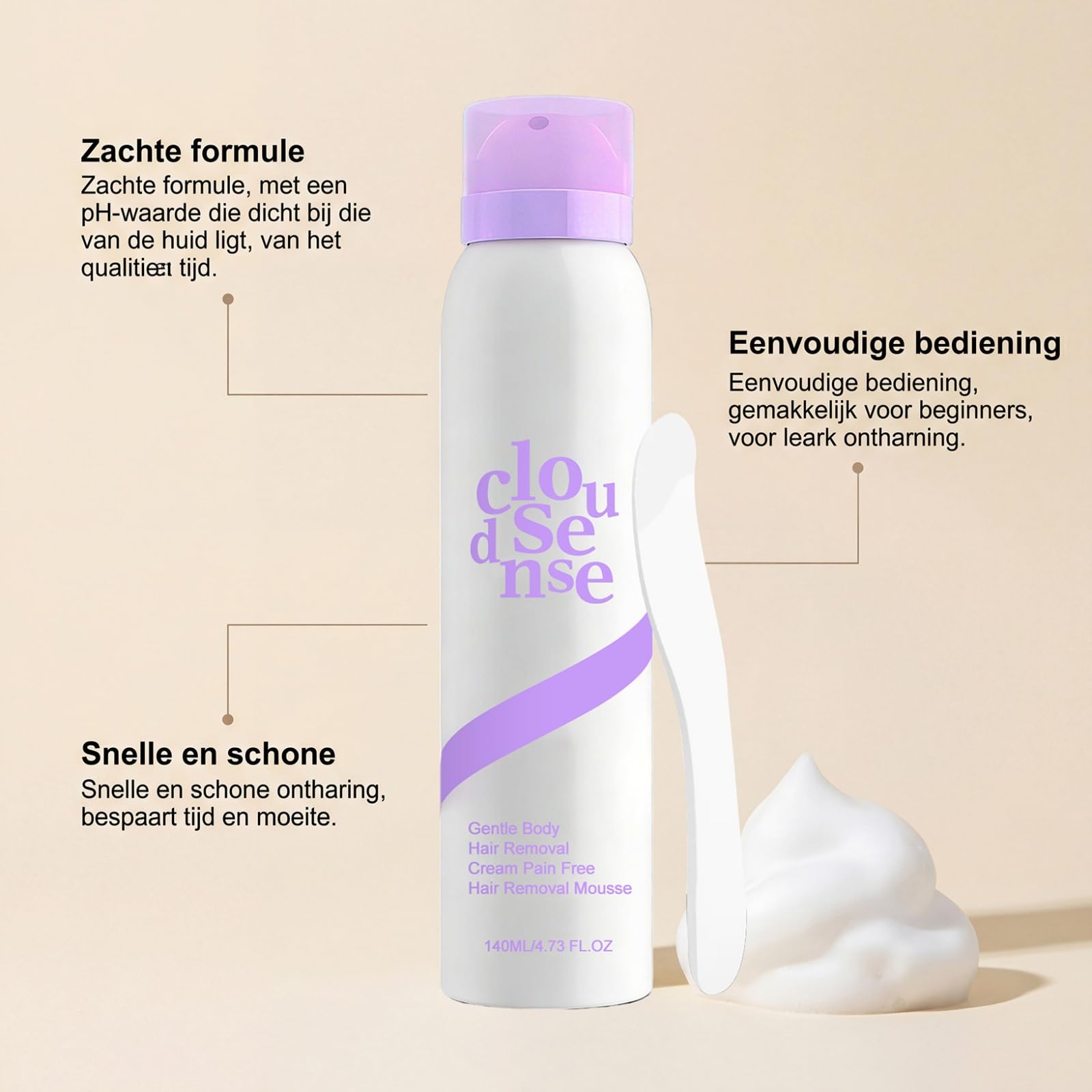 Sonipure Hair Removal Spray, Espuma Para Depilar, Hair Removal Cream for Sensitive Skin – Fast-Acting, With Aloe & Hyaluronic, Bikini Pain-Free Acid Spray Depilatory