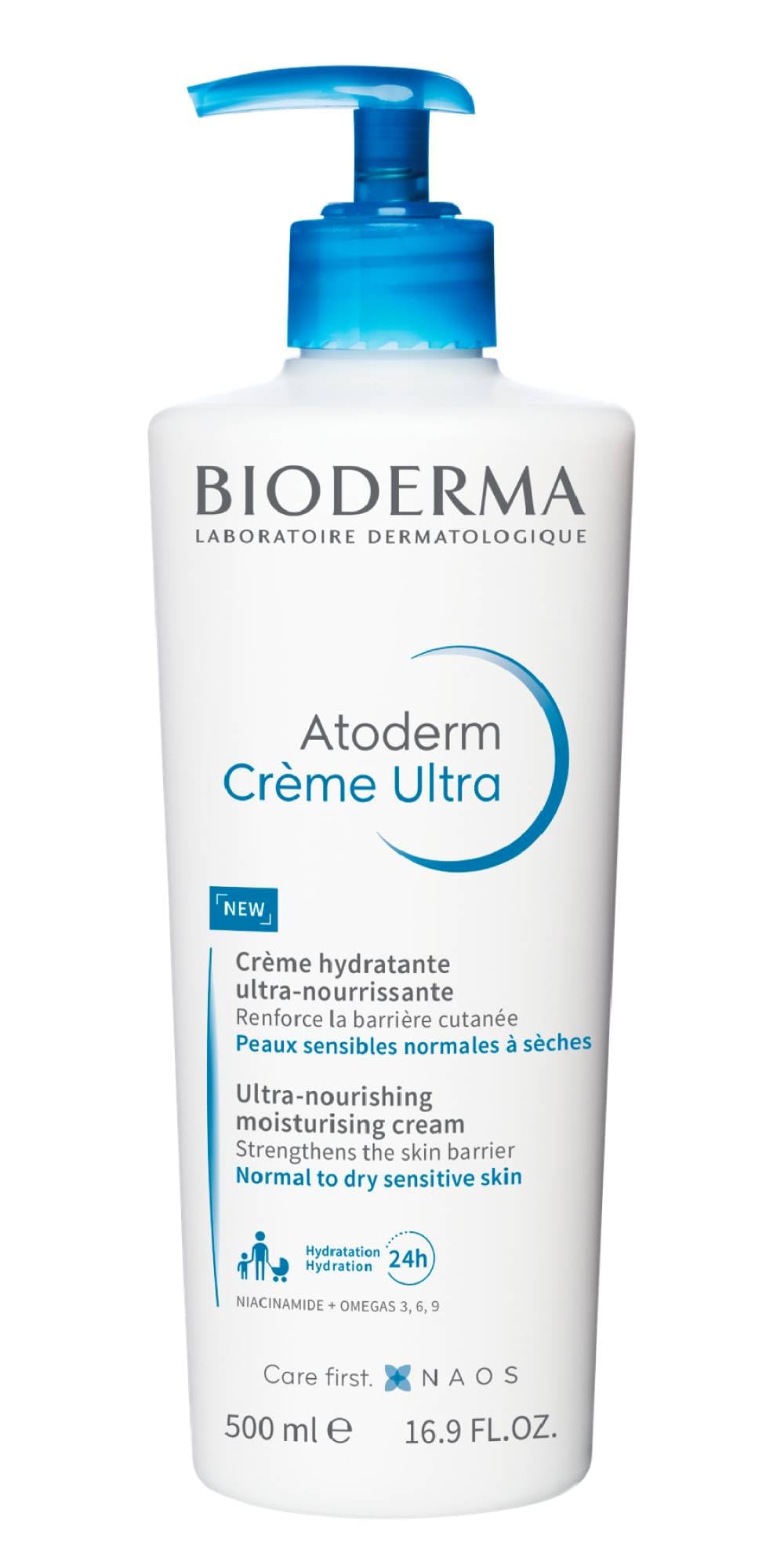 Bioderma Atoderm Ultra Cream Duo Pack,Hydrating Body Moisturizer for Normal to Dry Sensitive Skin 16.9 Fl Oz,(Pack of 4)