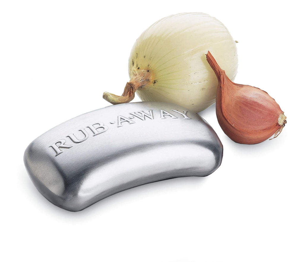 Amco Rub Away Bar, Stainless Steel Odor Absorber (2-Piece) - Dishwasher Safe Kitchen & Outdoor Essential for Garlic, Onion, Fishing, Hiking Odors - Natural Odor Remover (Mini & Standard Size)