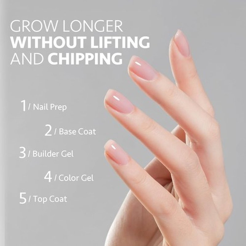 GAOY 2 Pcs 16ml Clear Builder Gel for Nails, Nail Strengthener in a Bottle, Nail Extension Hard Gel, Soak Off Long Lasting UV Light Cure, Base Coat Top Coat Needed