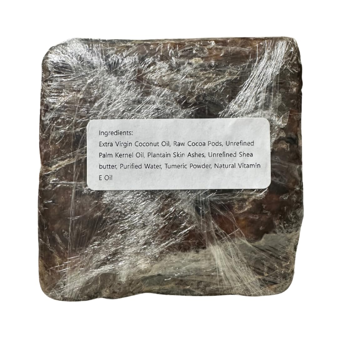 Aleheri's African Black Soap with Turmeric 16 oz - Raw African Black Soap from Ghana, Handmade Natural Face & Body Cleanser with Shea Butter, Deep Cleansing Soap for All Skin Types
