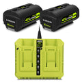 BatPower 2-Pack 40V 6.5Ah Lithium-Ion Replacement Battery and Charger Starter Kit Compatible with Ryobi 40V System, High Capacity Batteries and Charger OP4050A OP401 (3-Piece Set)