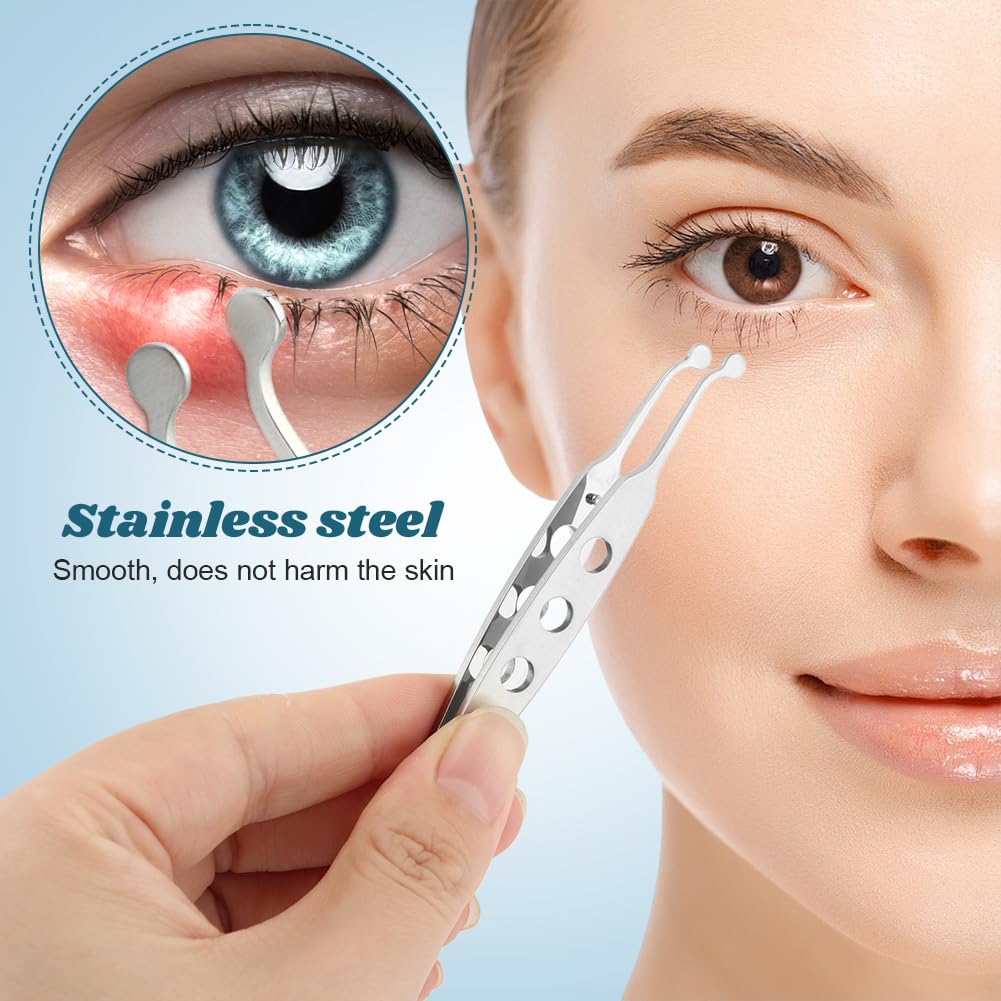 Meibomian Gland Expressor, Stainless Steel Eyelid Massage Tweezer with Positioning Pin, Eyelid Gland Blockage Unblocking Physiotherapy Tools, Eyeli-d Expressor for Dry Eyes(SIZE:3x3mm/0.12x0.12inch)