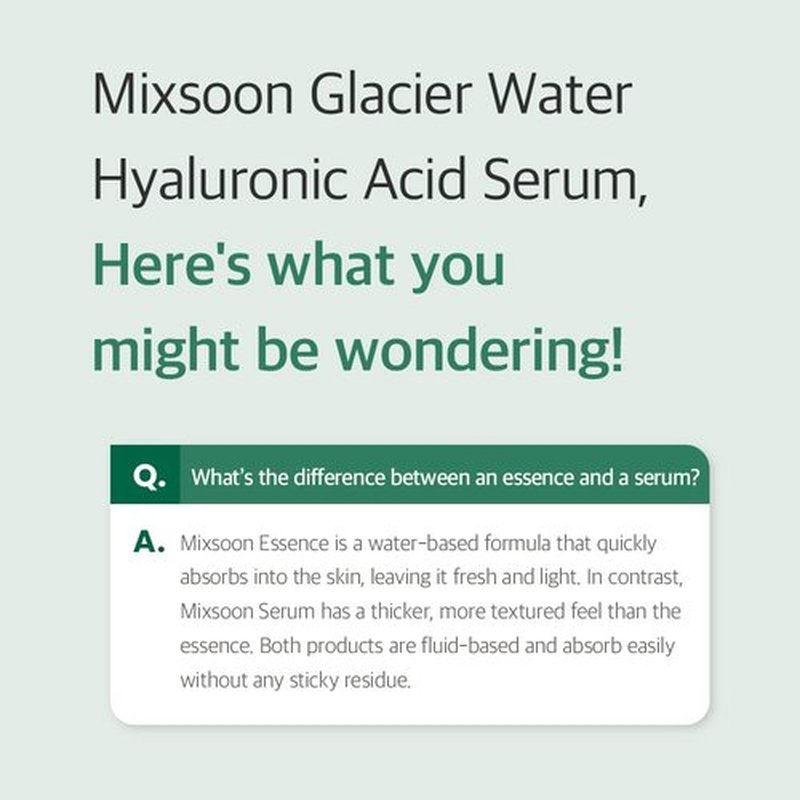 mixsoon Glacier Water Hyaluronic Acid Serum - Deep Hydration and Cooling for Face, Hydration Booster, Refreshing Lightweight Texture 30ml / 1.01 fl.oz. Korean Glass Skin Care