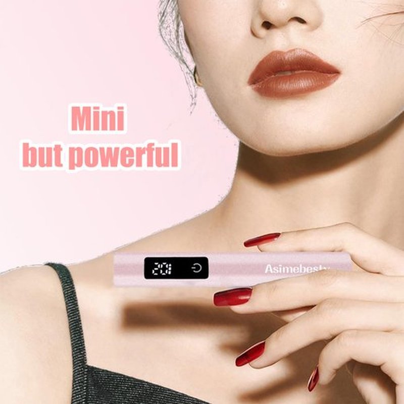 Asimebesty UV Light for Gel Nails, Mini UV Nail Lamp Hand held with Stand, Portable Small Nail Dryer Light for Gel Polish with 3 Timers, Rechargeable Cordless UV Light Nail for Fast Curing, Rose