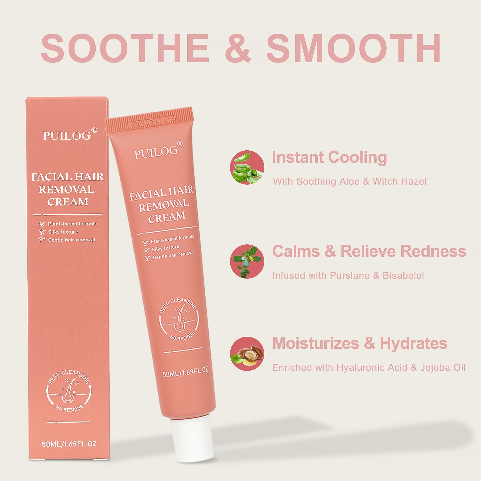 Facial Hair Removal for Women Face, Flawless Facial Depilatory Cream, At Home Defined Hair Remover Sensitive Skin Safe, 1.69 Fl Oz