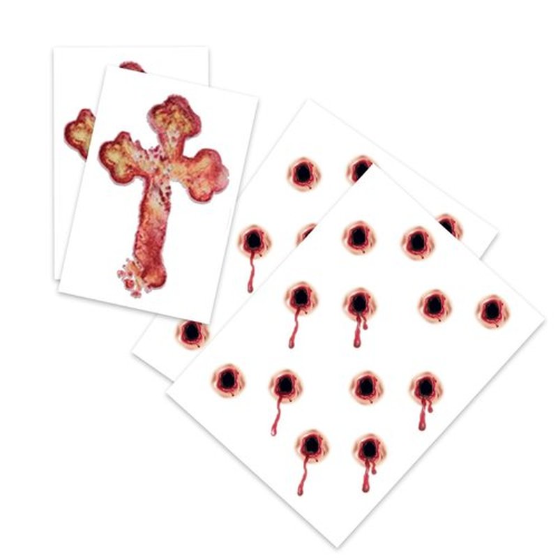 Bite Mark Temporary Tattoo Kits – Vampire Costume Kit - 4pk of Bite Marks & Branded Cross - Easier than Make-Up - MADE in USA (Bite Marks 4pk)