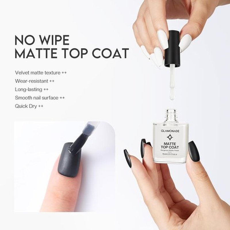 Glamonade Matte Top Coat Nail Polish - Quick Dry Clear Coat for Long-Lasting Manicure | 0.34 FL Oz