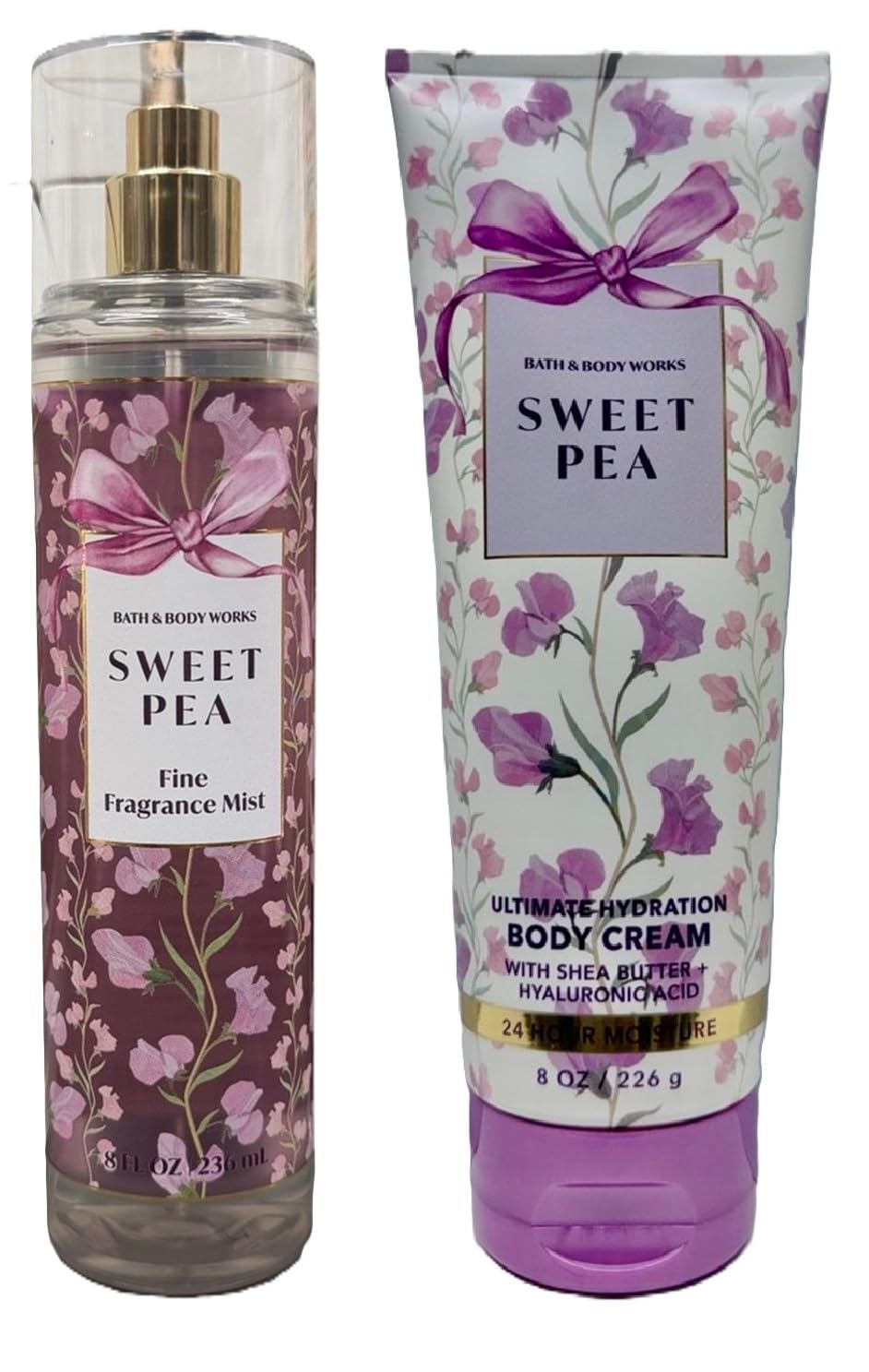 Bath and Body Works Sweet Pea Mist and Body Cream Set - Full Size