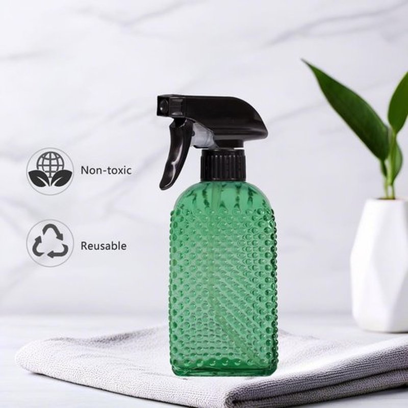 Plant Mister Glass Spray Bottle - 13oz Reusable Green with Adjustable Nozzle for Indoor Plants & Gardening