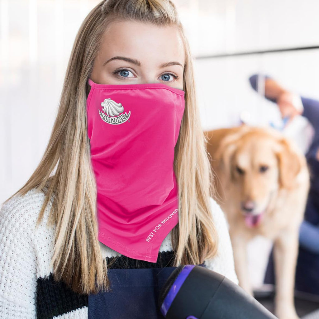 FURZONE Face Scarf with Ear Loops for Professional Groomers - Breathable Polyester/Face and Neck Gaiter Mask Cover for Men and Women/Dust Fur Protection (Small)