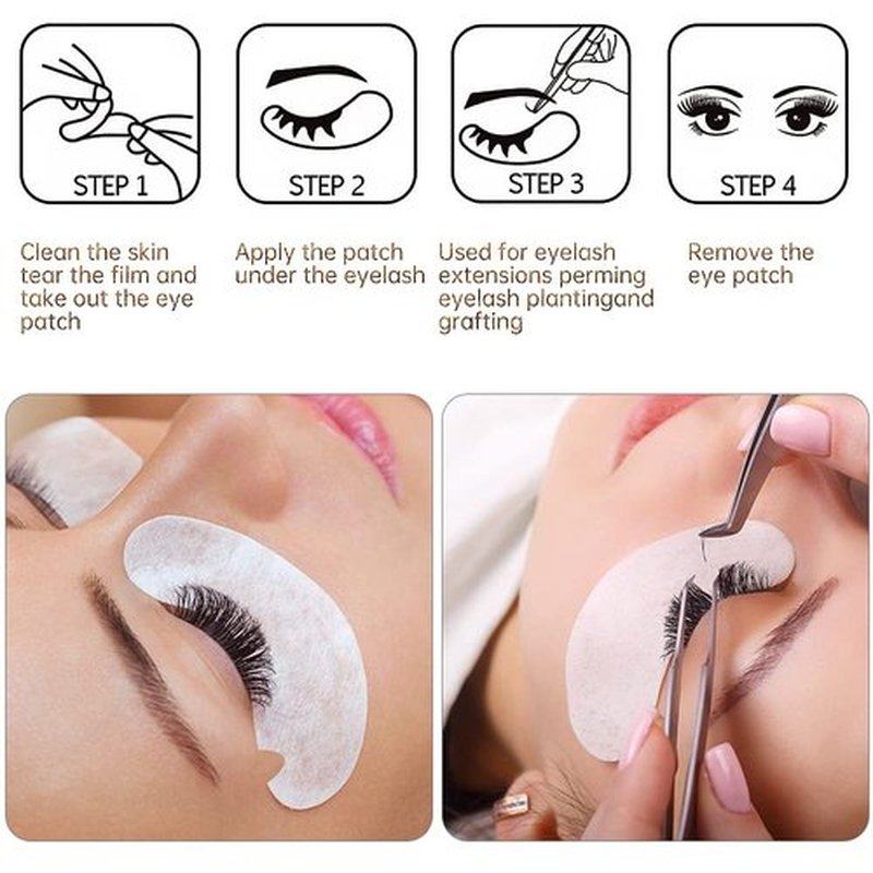 myaokue-up 100 Pairs Eye Gel Pads, Lint Free Under Eye Patches for Eyelash Extensions, Premium Eye Mask Beauty Tool Kit