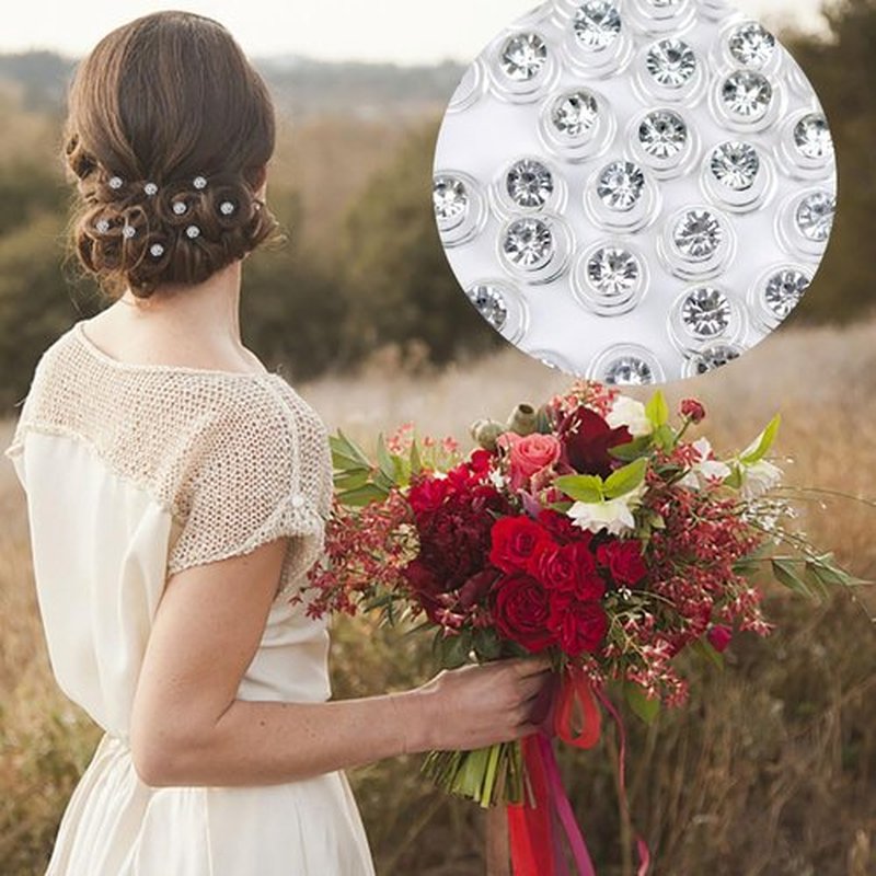 60 PCS Gems Rhinestone Twister Hair Studs Set Diamond Spiral Pearl Flower Jewels Hair Pins Sticks for Wedding, Bridal, Prom, Party and Special Occasion(Classic Diamonds)
