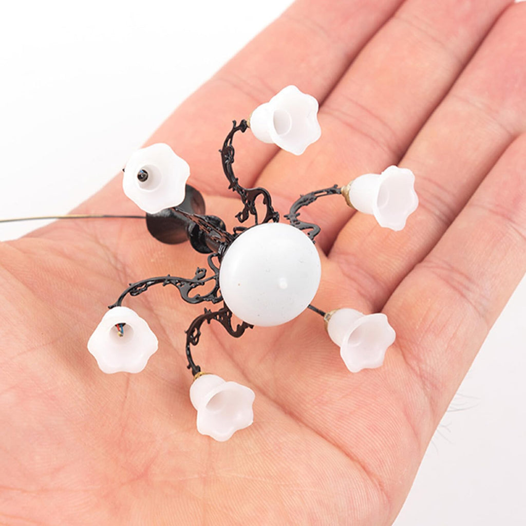 Housoutil Miniature Chandelier Dollhouse Ceiling Light 2.55X2.55X1.77In Pendant Lamp Ornament for Mini House Decor and DIY Crafts