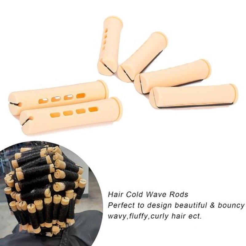 Skiennix Perm Rods - 40 Pcs Beige Plastic Curlers for Short Hair | Medium Size Hair Styling Tools