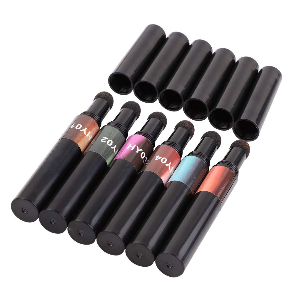 XICHEN 6 colors/set Air Cushion Nail Powder Pen Holographic Nails Powder with Mirror Effect, Manicure cushion magic pen, Laser Phantom Series Magic Mirror Powder