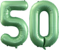 GOER 50th Birthday Balloons - Jumbo 42 Inch Sage Green Foil Helium Decorations for Anniversary