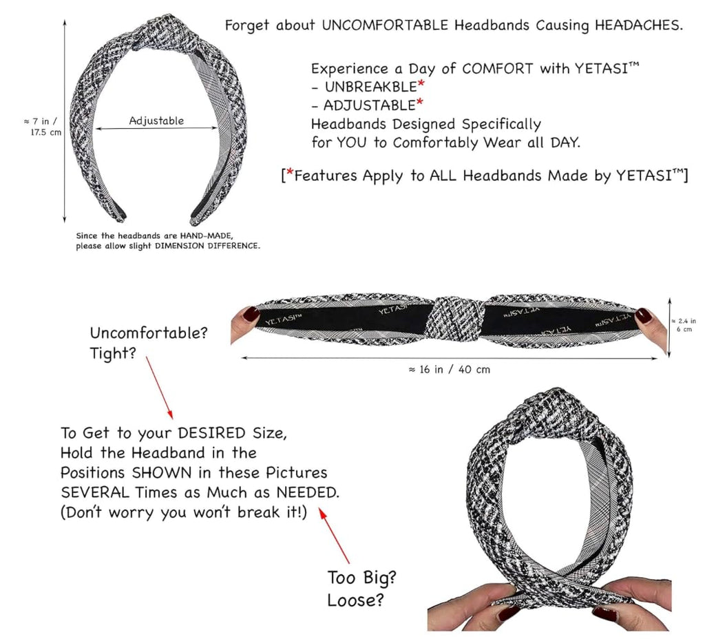 YETASI Navy Blue Floral Knotted Headband for Women Warable All Day Made of Silk Quality Flower Satin Fabric, Unique and Classy. Girls Headbands, Fashion Designer Top Knot Head band