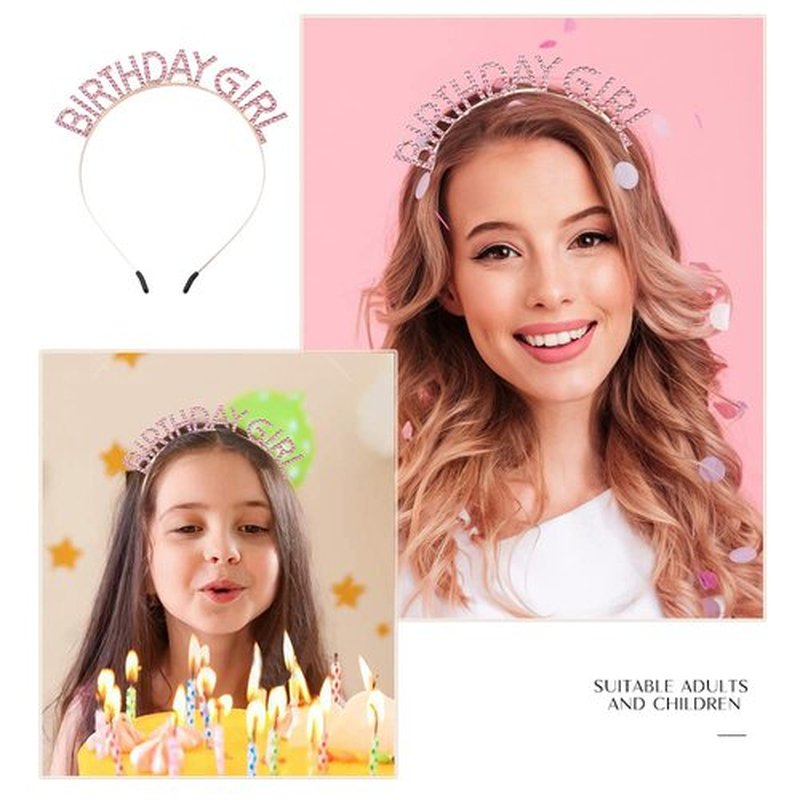 2Pcs Birthday Sash,Birthday Sash for Women Pink Birthday Girl Sash Glitter Birthday Sash and Tiara for Women Birthday Crowns for Women Happy Birthday Decorations Accessories Birthday Girl Headband