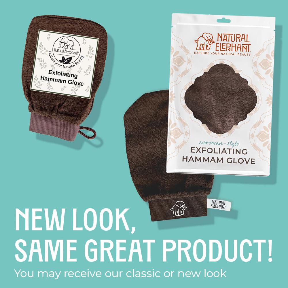 Natural Elephant Exfoliating Hammam Glove | Authentic Moroccan Kessa Body Scrub Mitt for Spa-Quality Skin Renewal (Chocolate Brown Single)