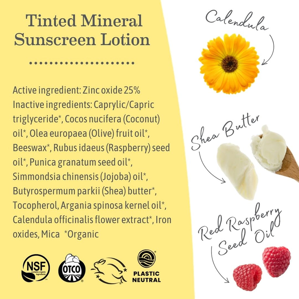 Earth Mama Tinted Mineral Sunscreen Lotion SPF 40-3 oz - Non-Nano Zinc - Broad Spectrum Tinted Sunscreen - Blends with Most Skin Tones