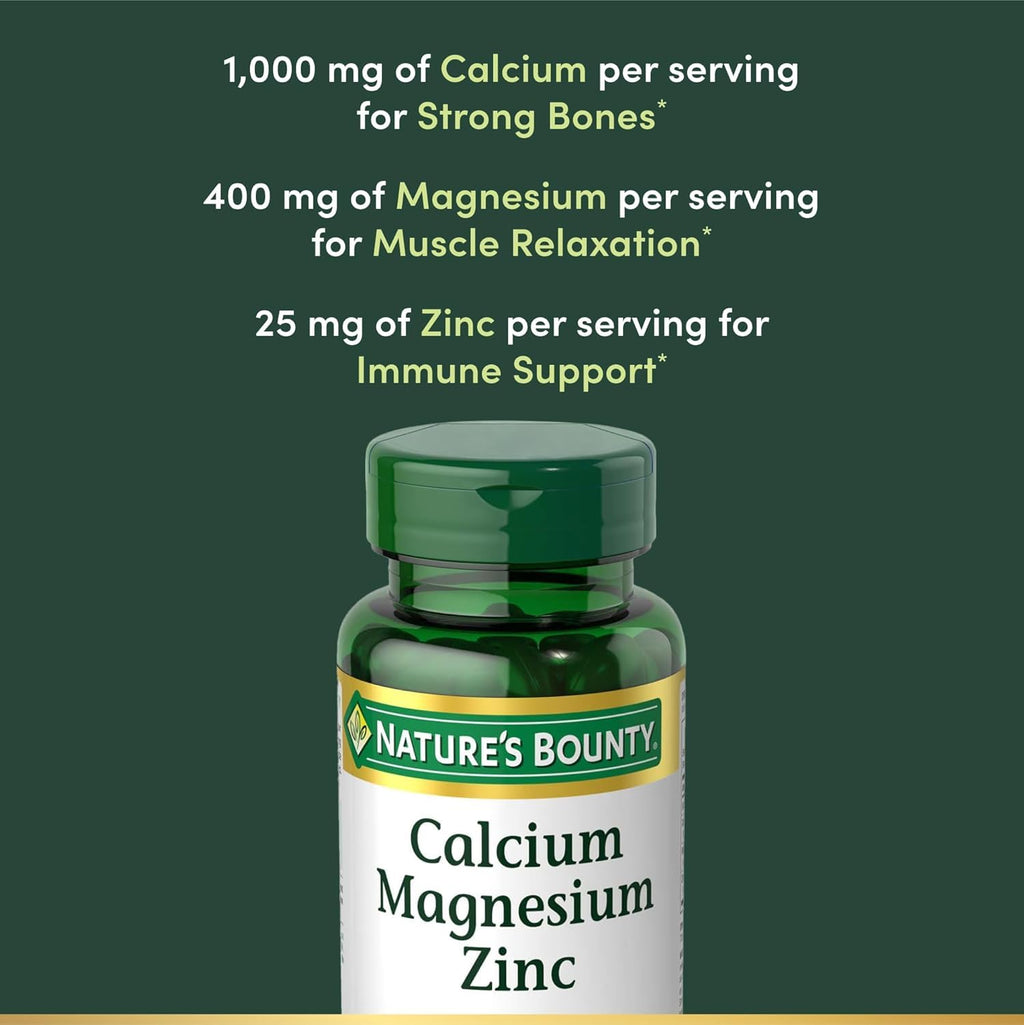 Nb VIT Cal/Mag/Zinc Size 100s Nature's Bounty Calcium-Magnesium-Zinc Caplets 100 Count