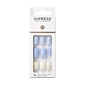 KISS imPRESS No Glue Manicure Press-On Nails, Light Blue, Lavender, White Glitter, Short Size, Squoval Shape, Includes 30 Nails, Prep Pad, 1 Manicure Stick, 1 Mini File
