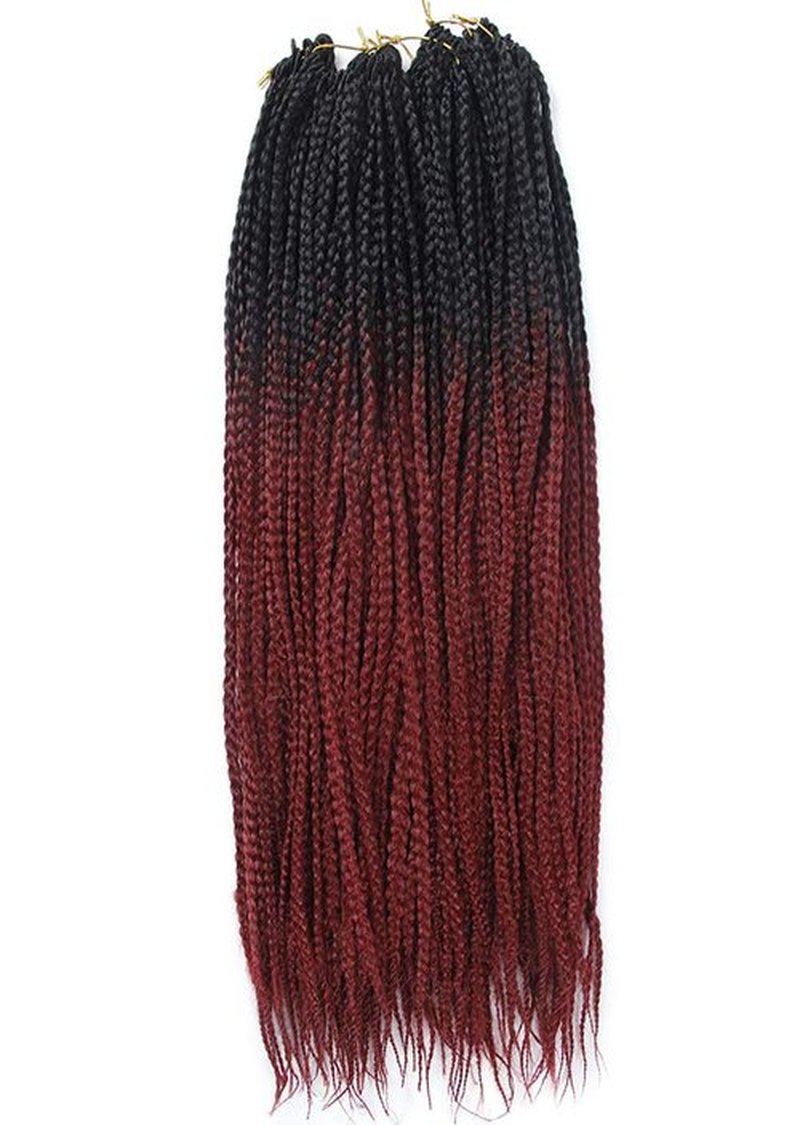 6 Packs Crochet Braids Box Braids Crochet Hair Synthetic Crochet Hair Pre-looped Crotchet Braids for Black Women 22 Inch (ombre wine red, 22inch)