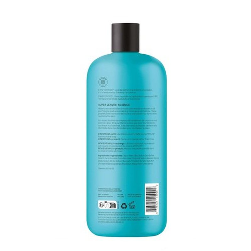 ATTITUDE Foaming Hand Soap Refill - EWG Verified, Gentle & Moisturizing Formula for Sensitive Skin | 30 Fl Oz