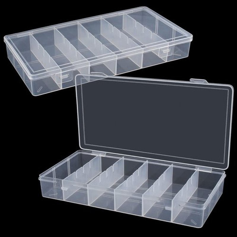 Skiennix Clear Plastic Storage Box - Versatile Organizer for Makeup, Jewelry & Tackle | 2-Pack