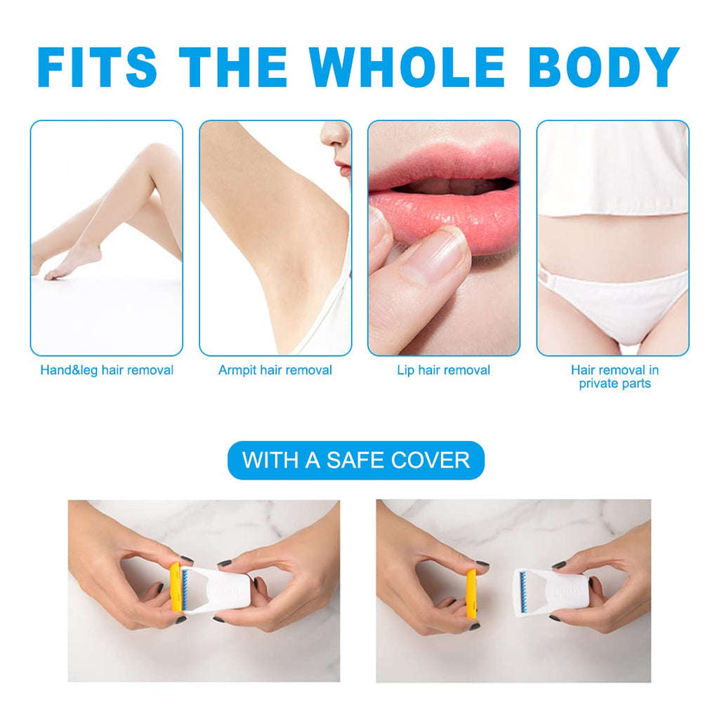 50Pcs Portable Disposable Razors, Skin Blade Razors, Individually Packaged Dry/Wet with Protection Cap, Stainless Steel Single Blade Hair Removal Prep Blade Razors for Women Men for Home&Summer Travel