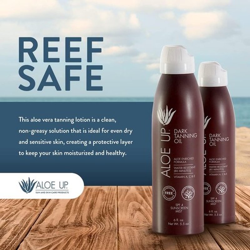 ALOE UP Aloe Vera Quick Dry Tanning Oil Spray 6 Fl Oz – Reef Safe Outdoor Sun Screen & Tan Oil, Non-Greasy, Fast Absorbing, SPF 4, 2 Pack – Brown, Medium Skin Tone