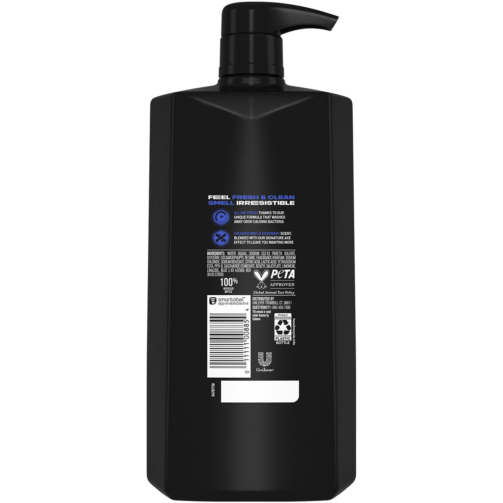 AXE Men's Body Wash & Shower Gel, Phoenix, 3-Pack, 12H Invigorating Crushed Mint & Rosemary Scent, 32 Fl Oz Each