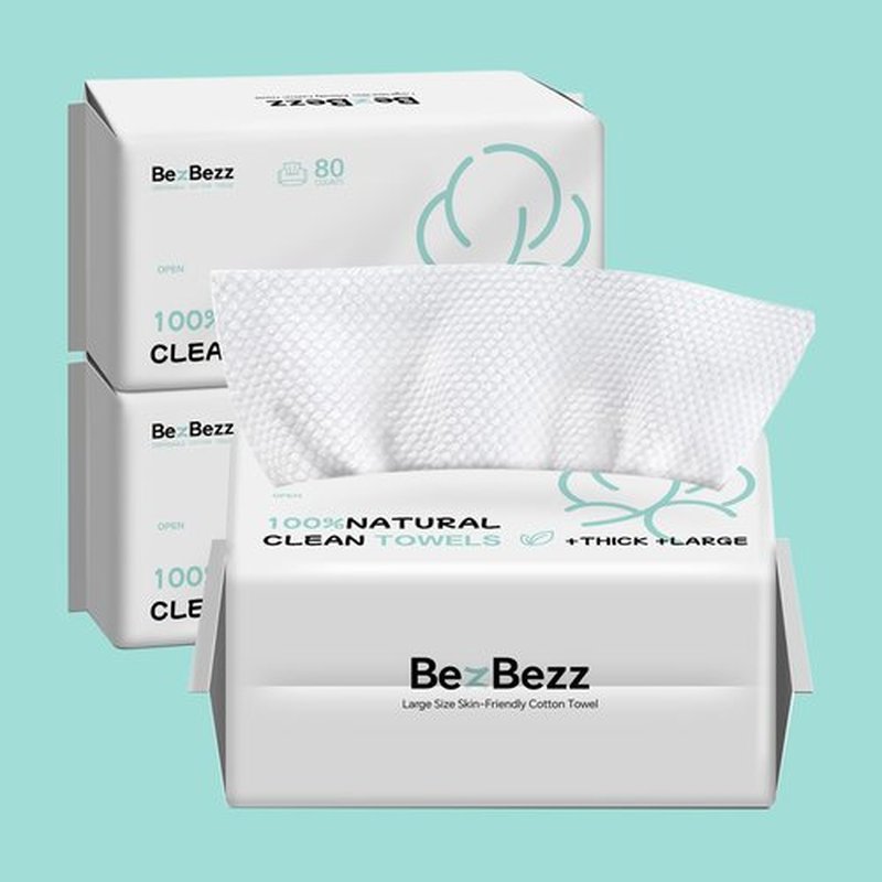 Face Towels Disposable 100% Cotton Biodegradable Facial Cleansing Cloths Extra Thick and Soft for Sensitive Skin, Lint-Free, Super Absorbent, Makeup Remover Dry Wipes for Face Cleansing