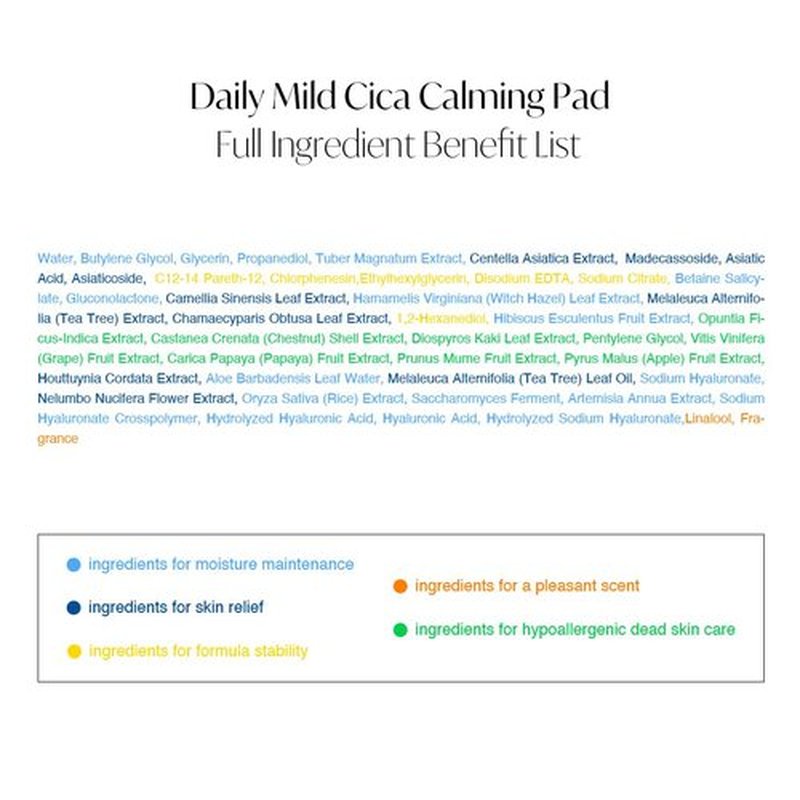d'alba Piedmont Daily Mild Cica Calming Pad, Calming and Soothing Pads, Gentle Exfoliation