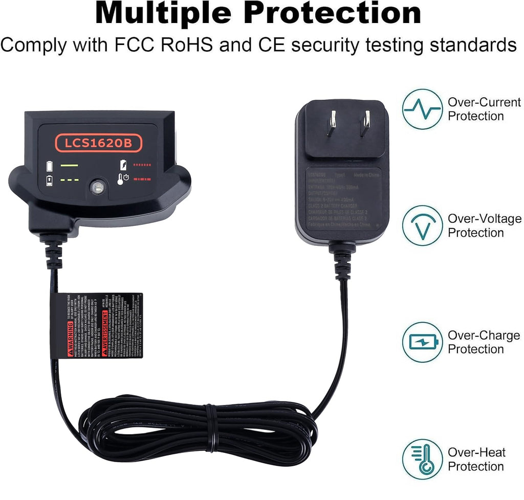 20Volt Battery Charger Replacement for Black and Decker 20V MAX Lithium Charger LCS1620B,Compatible with Black & Decker 12V/20V MAX Battery LBXR20 LBXR20-OPE LB20 LBX20 LBX4020 LB2X4020-OPE
