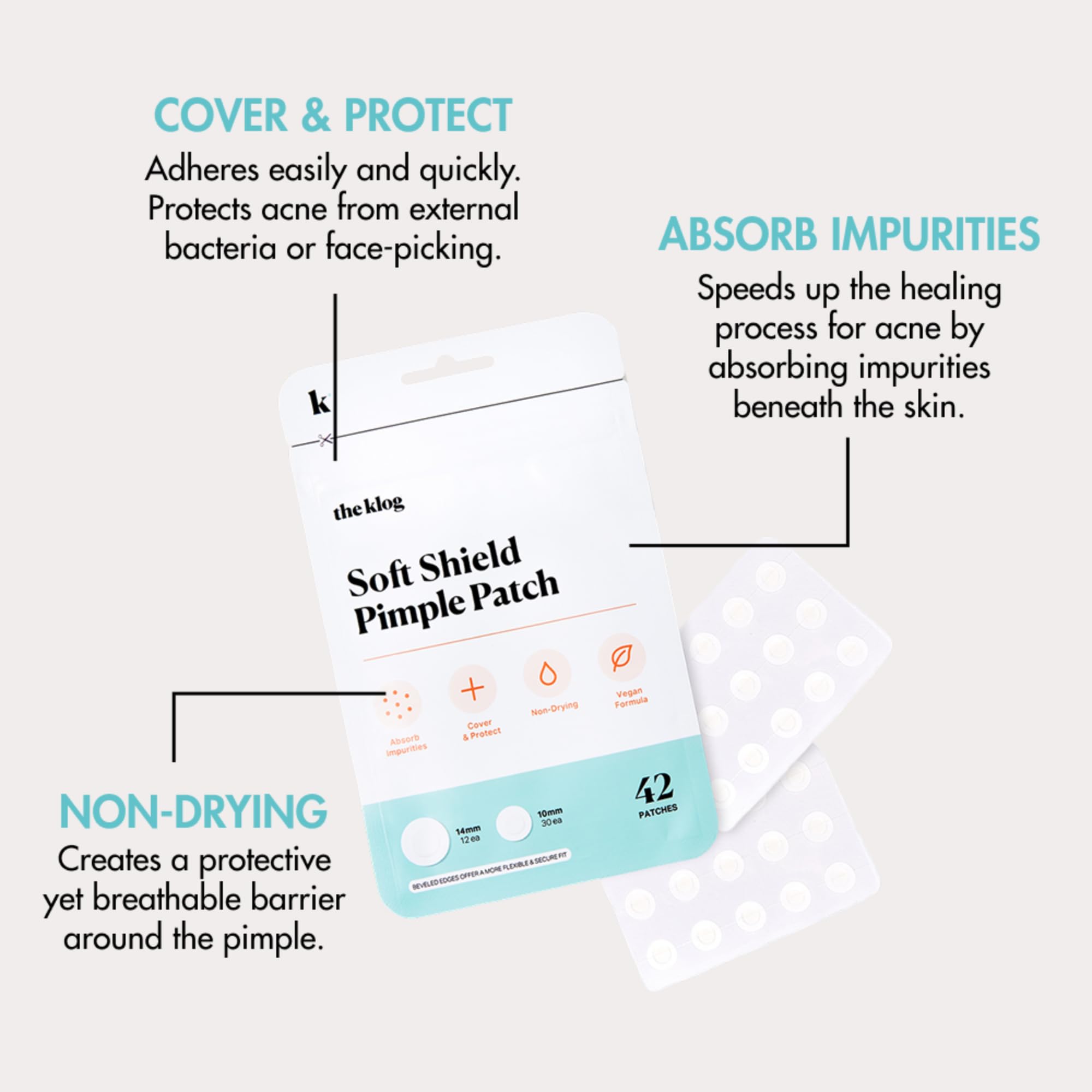 The Klog Soft Shield Pimple Patches by Soko Glam, Korean Facial Skin Care Hydrocolloid Acne Patches for Face & Body, Invisible Zit Stickers 10mm & 14mm, Vegan & Cruelty Free, 126 Dots (Pack of 3)