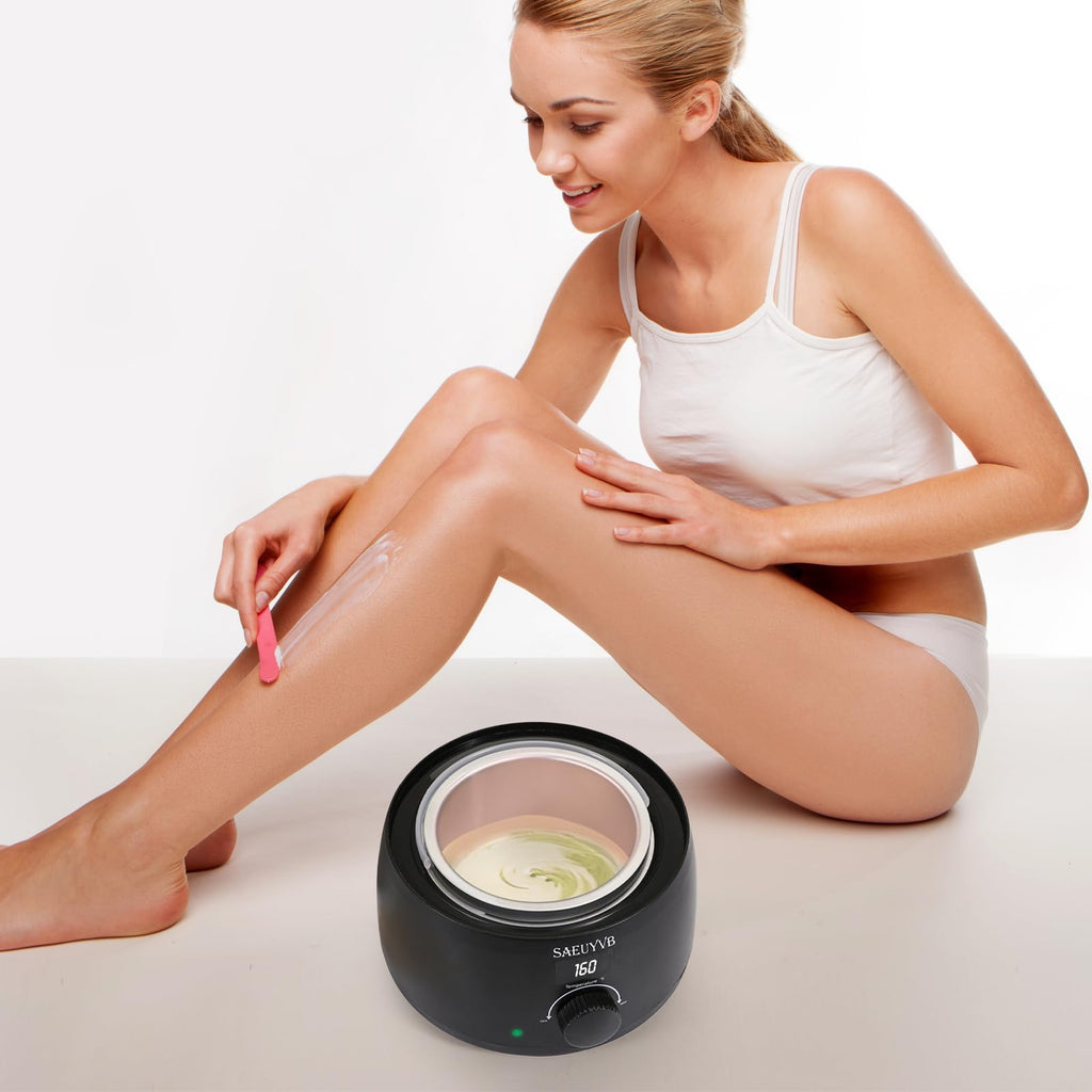 Waxing Kit for Women - Premium Hot Melt Hard Wax Warmer for Hair Removal, Eyebrow, Bikini, Legs, Face, Brazilian Wax - Machine, 5-Pack Beads, Accessories, Black
