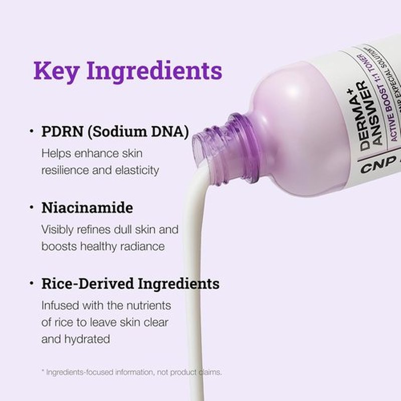 CNP PDRN Milky Toner - Active Booster with Niacinamide & Rice Water | 6.7 fl. oz. Korean Skincare