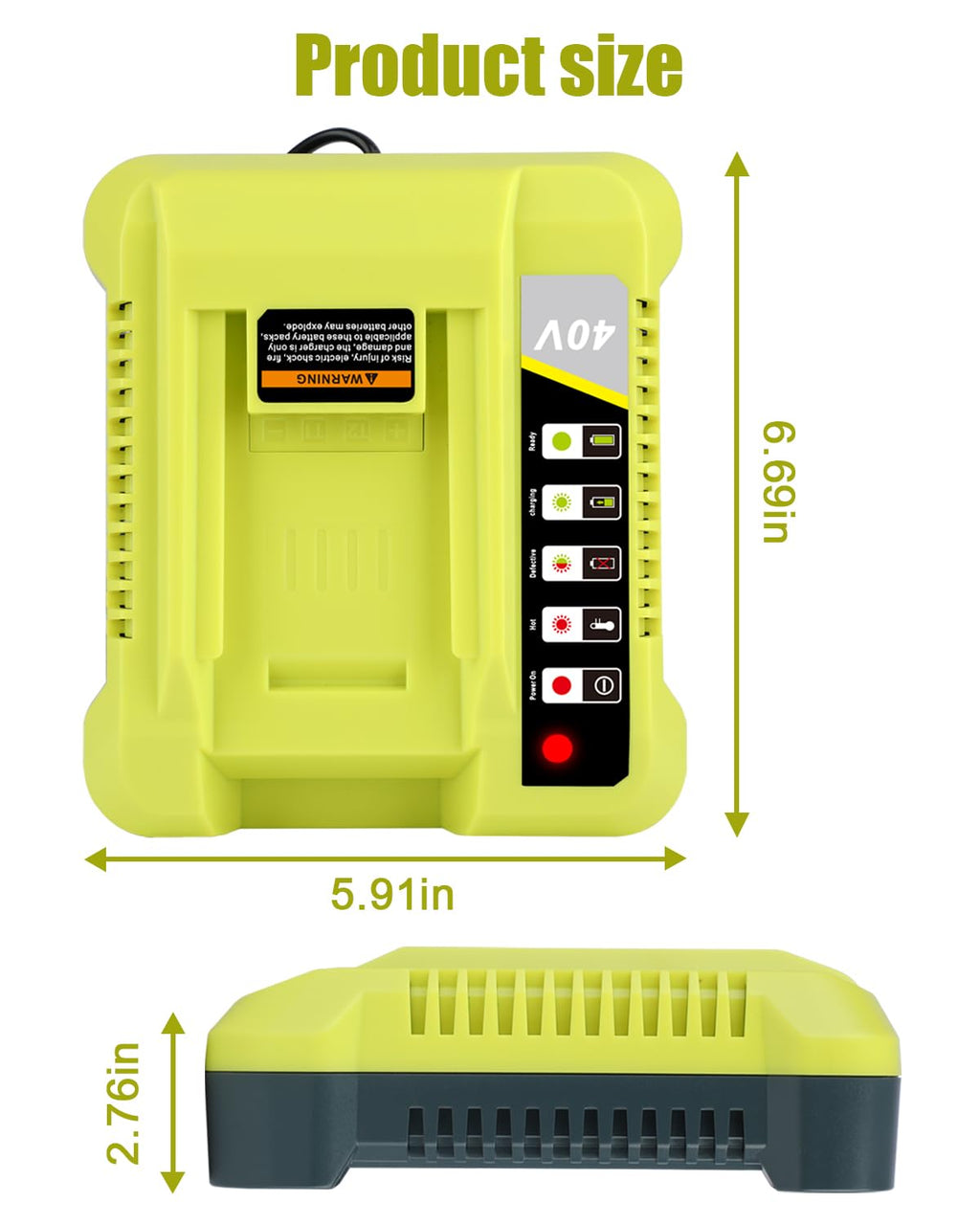 KUNLUN OP401 40-Volt Battery Lithium-Ion Charger for Ryobi 40V OP4050A OP4026 OP40601 OP4040 OP4030 OP4015 OP40201 Li-ion Battery with LED Indicator(40V Batteries Not Included)